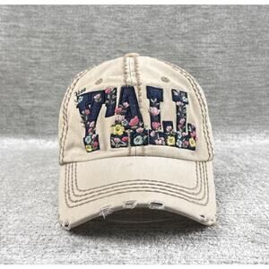 KBETHOS Hey Y’all Floral Embroidered Hat Tan Distressed Vintage Baseball Cap